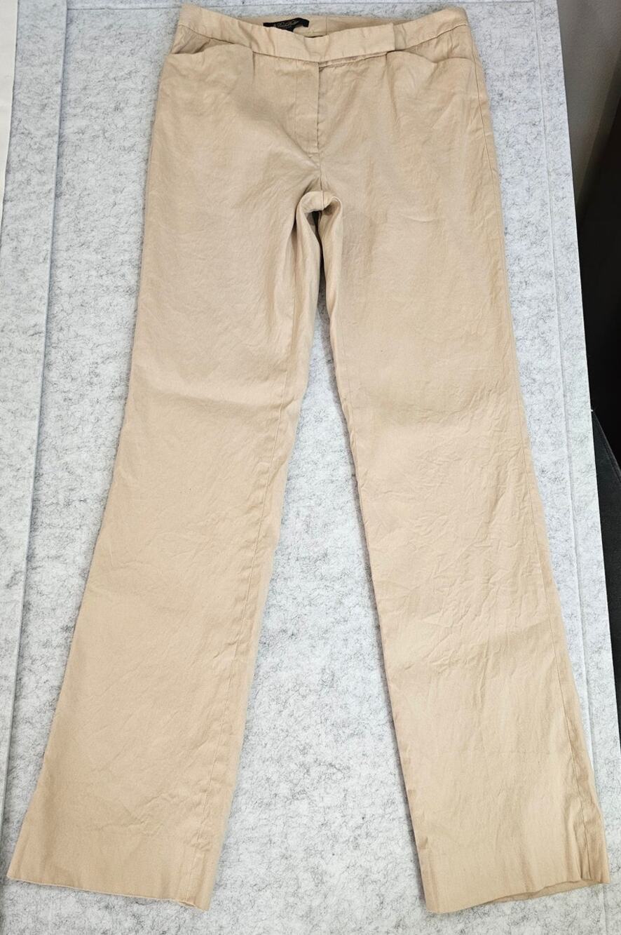 Brooks Brothers Linen Viscose Tan Slight Bootcut Pants, Lucia Fit, Womens Sz 6